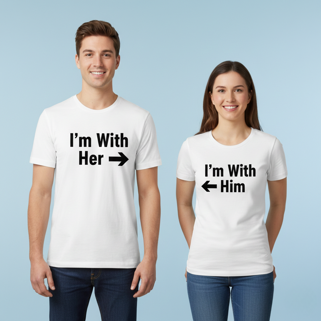 T-shirt Pour Couple - I Am With Her
