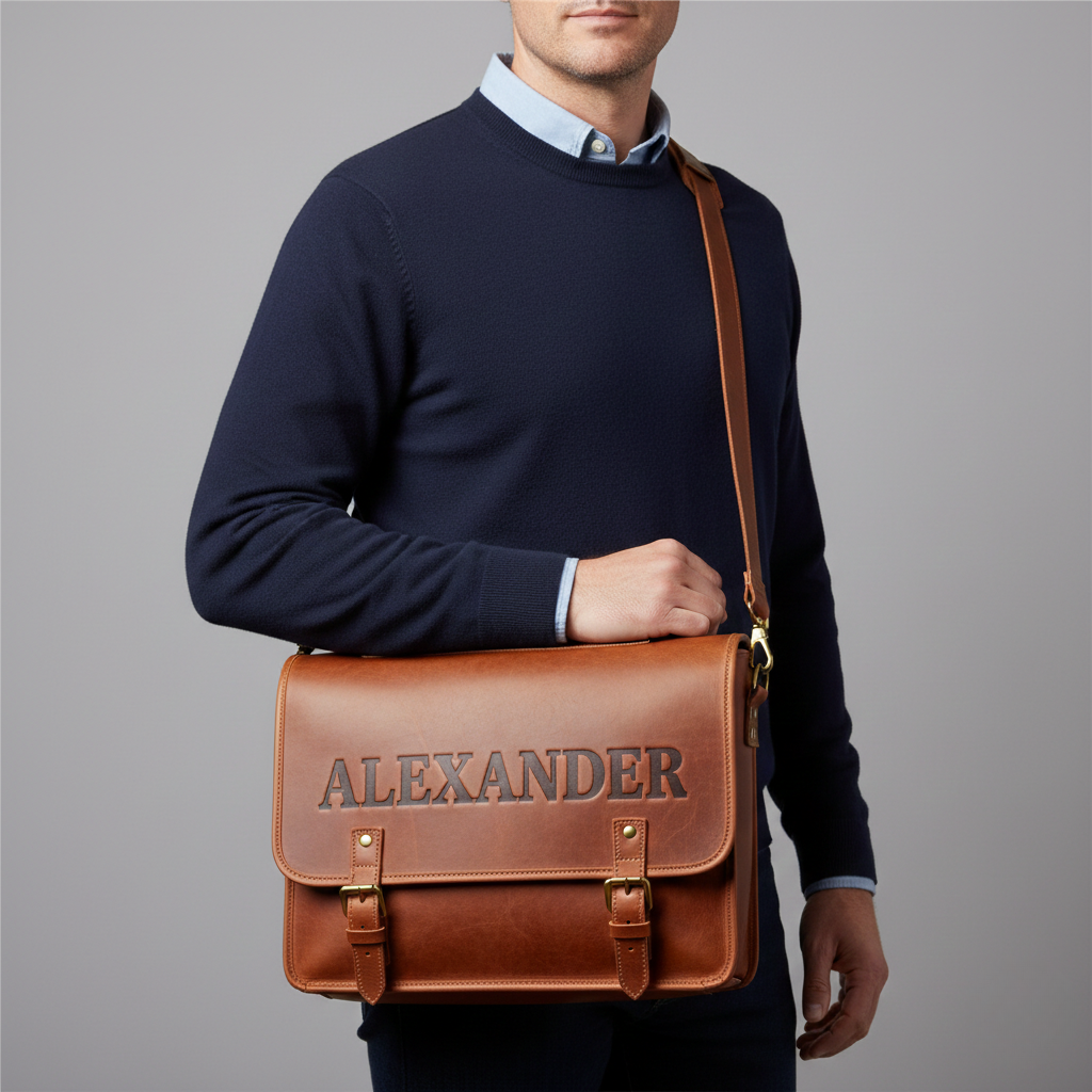 Sacoche Pour Ordinateur Portable En Cuir Personnalisée Gravée