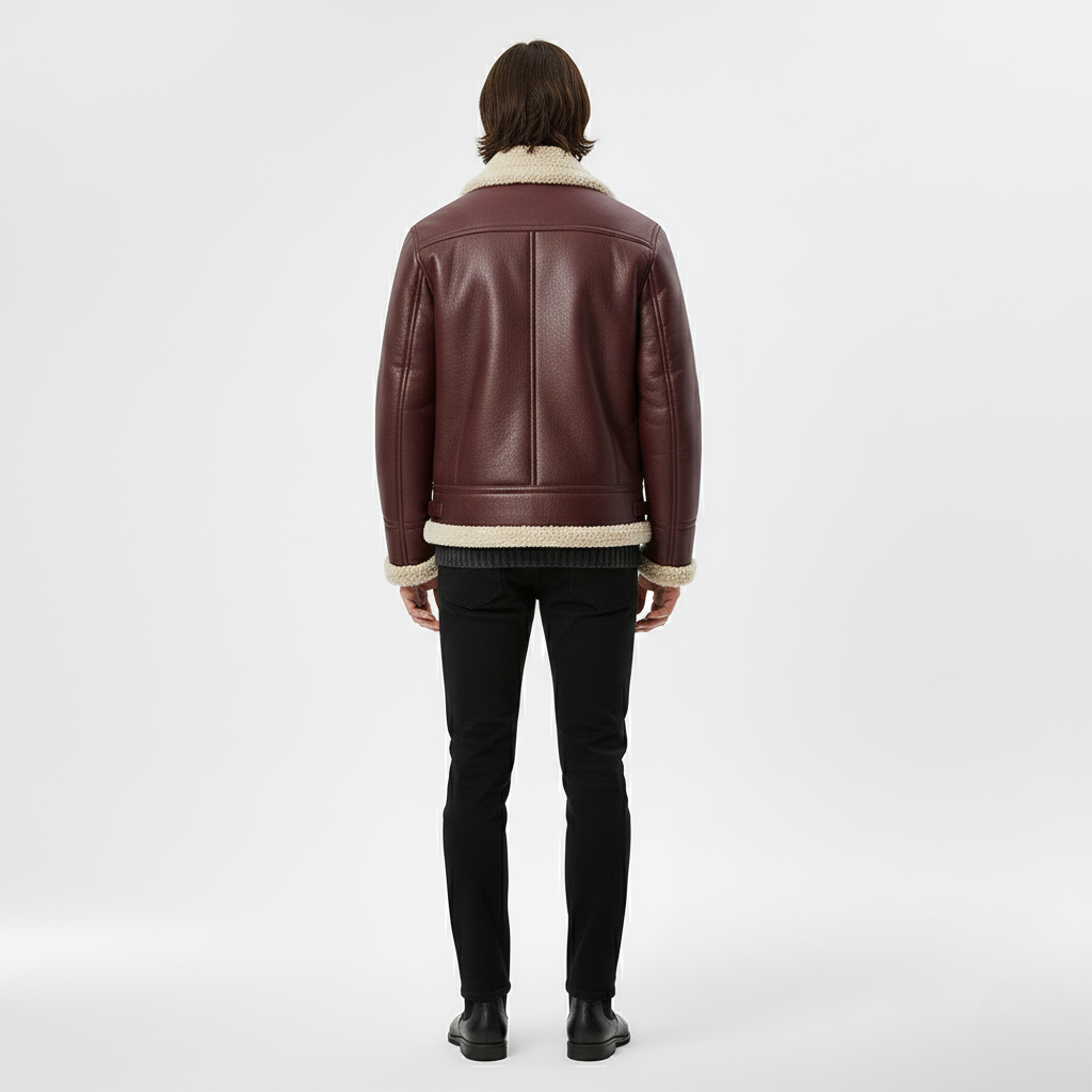 Chaqueta de cuero con forro de piel de oveja
